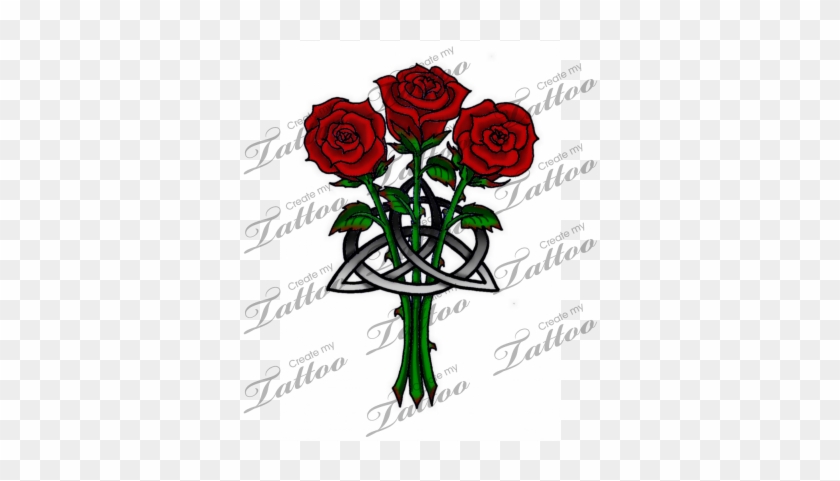 Marketplace Tattoo Roses And Celtic Knot - Celtic Cross Tattoos With Flowers #385992