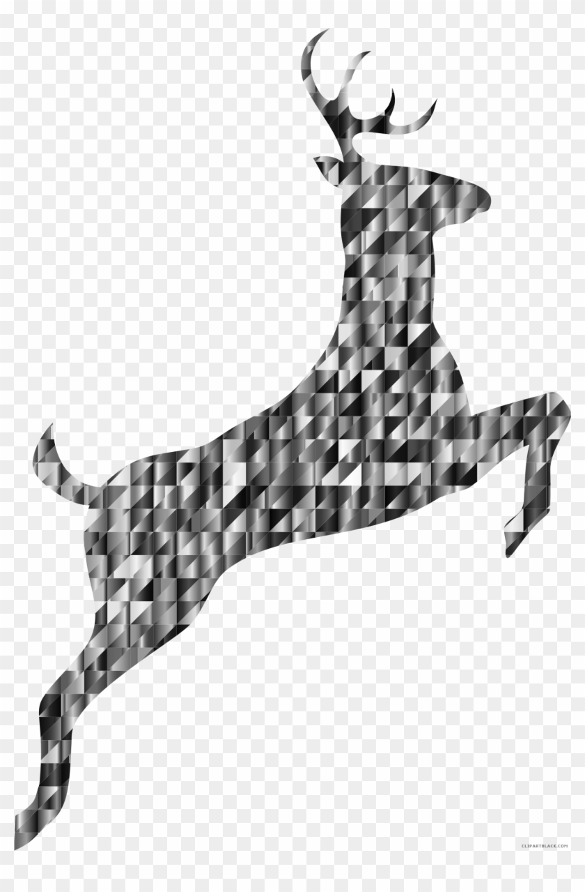 Deer Running Animal Free Black White Clipart Images - Prismatic Rainbow Butterfly Throw Blanket #61378