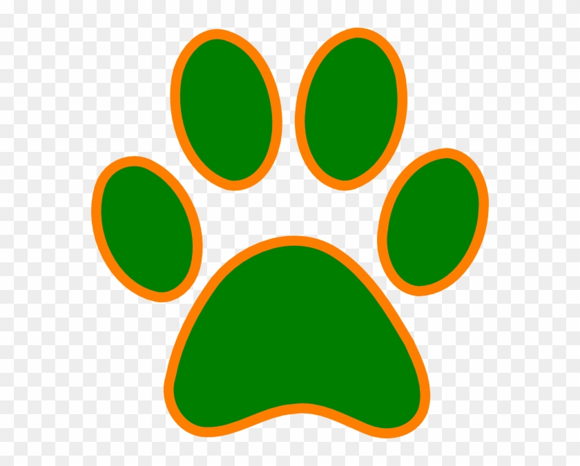 Cougar Paw Print Clip Art Cat G0igvt Clipart - Orange And Green Paw Print #61643