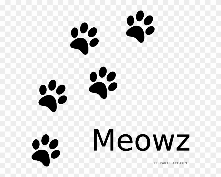 Cat Paw Print Animal Free Black White Clipart Images - Blue And Gold Paw Print #61657