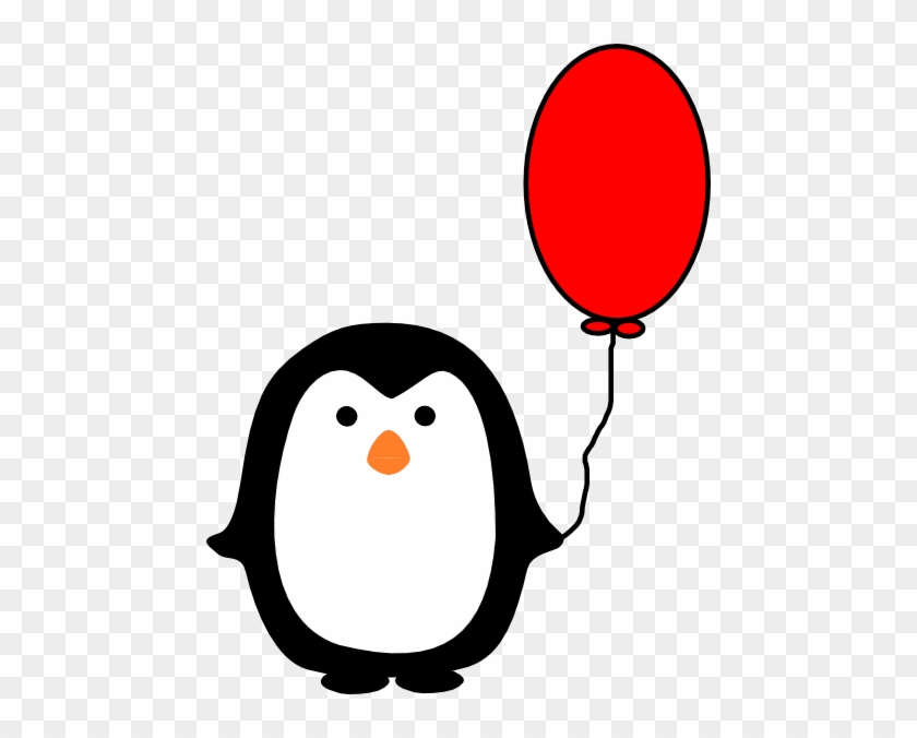 Cartoon Penguin Holding A Balloon #61711