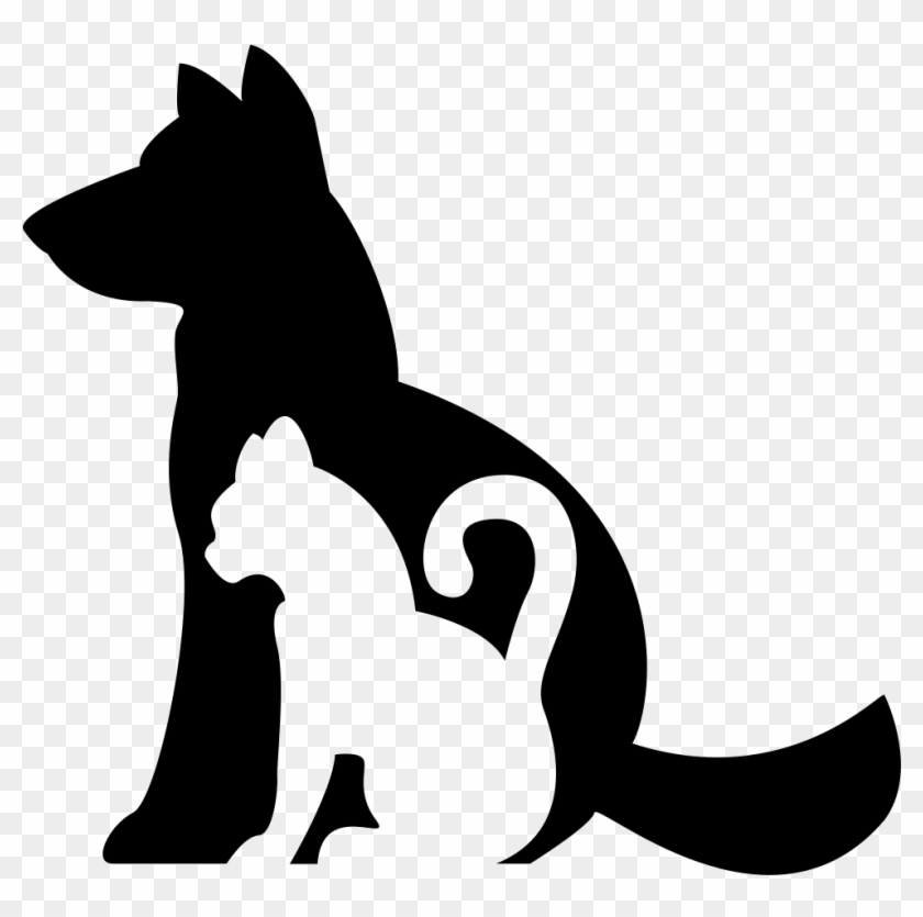 Elegant Cat Paw Print Clip Art Dog And Cat Silhouettes - Dog And Cat Silhouette Png #61868