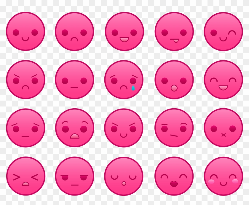 Pink Emoticons Set - Vector Graphics #62139