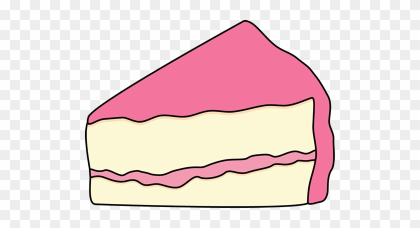 Slice Of White Cake With Pink Icing Clip Art - Clip Art Cake Slice #62208