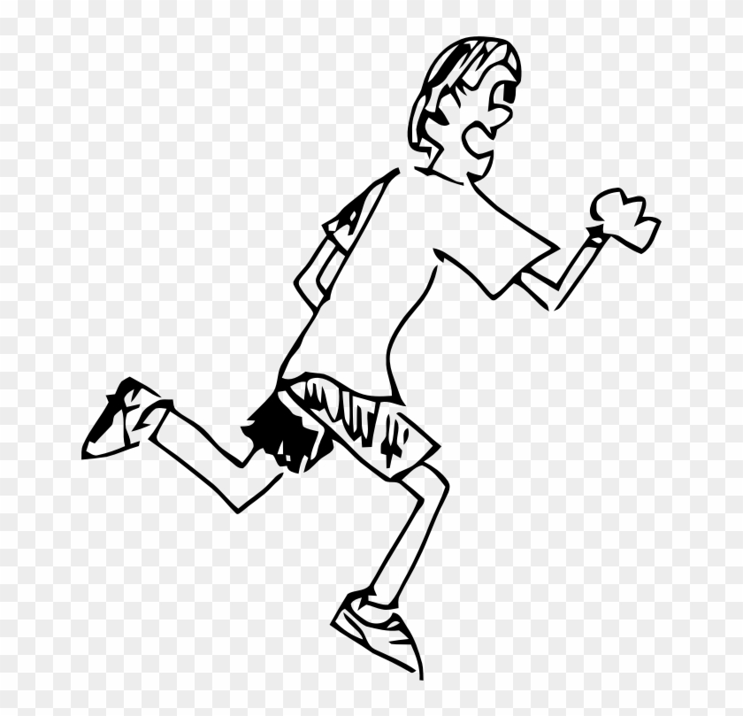 Clipart - Runningtoon - Boys Running Clipart Black And White #62393