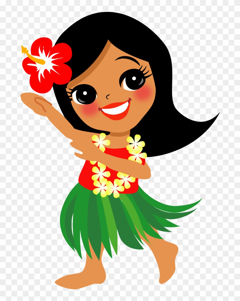Hawaiian Aloha Tropical - イラスト フラガール 子供 #62951