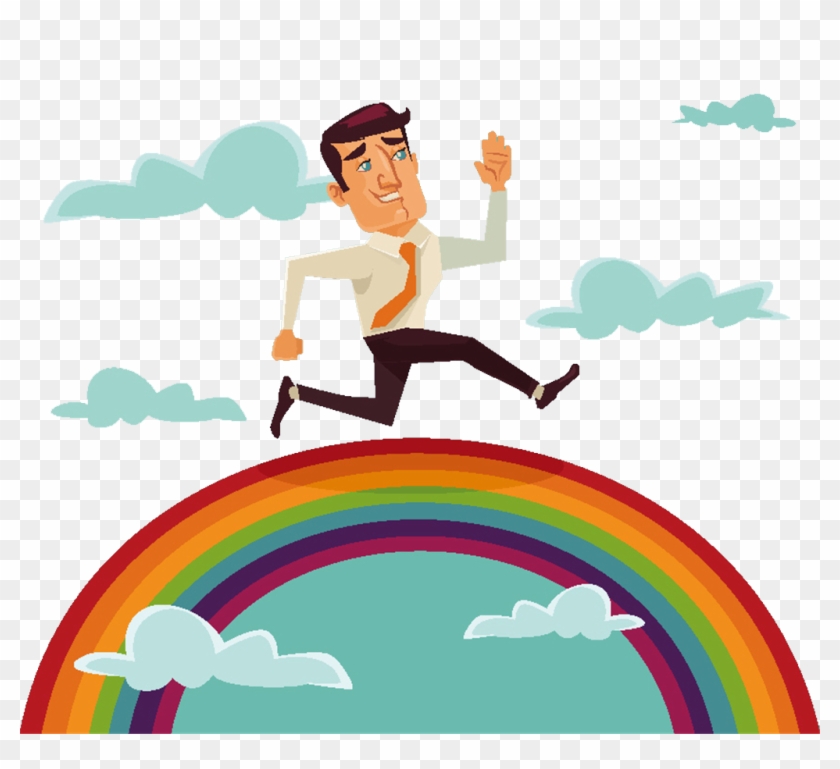 Run Rainbow Cartoon Illustration - Man #63176