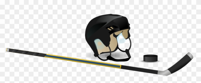 Ice Hockey Stick, Cap And Puck Vector Image - Hockey Helmet And Stick #63531
