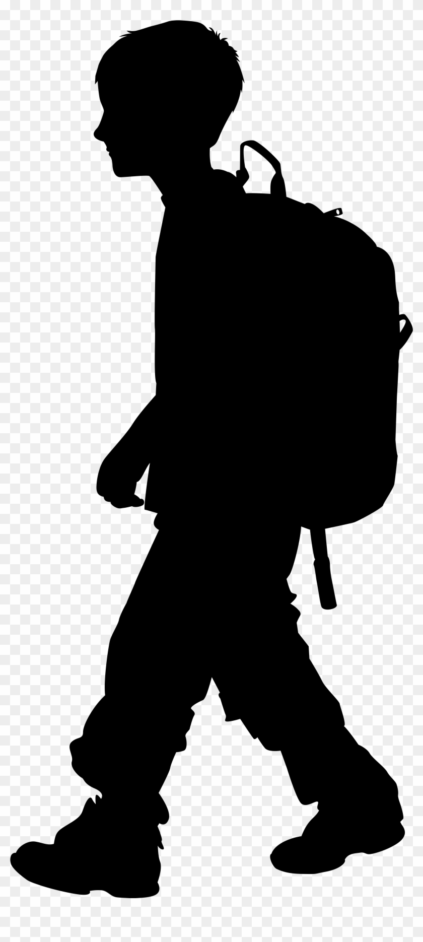 Boy With Backpack Silhouette Png Clip Art Imageu200b - Boy Silhouette Png #63878