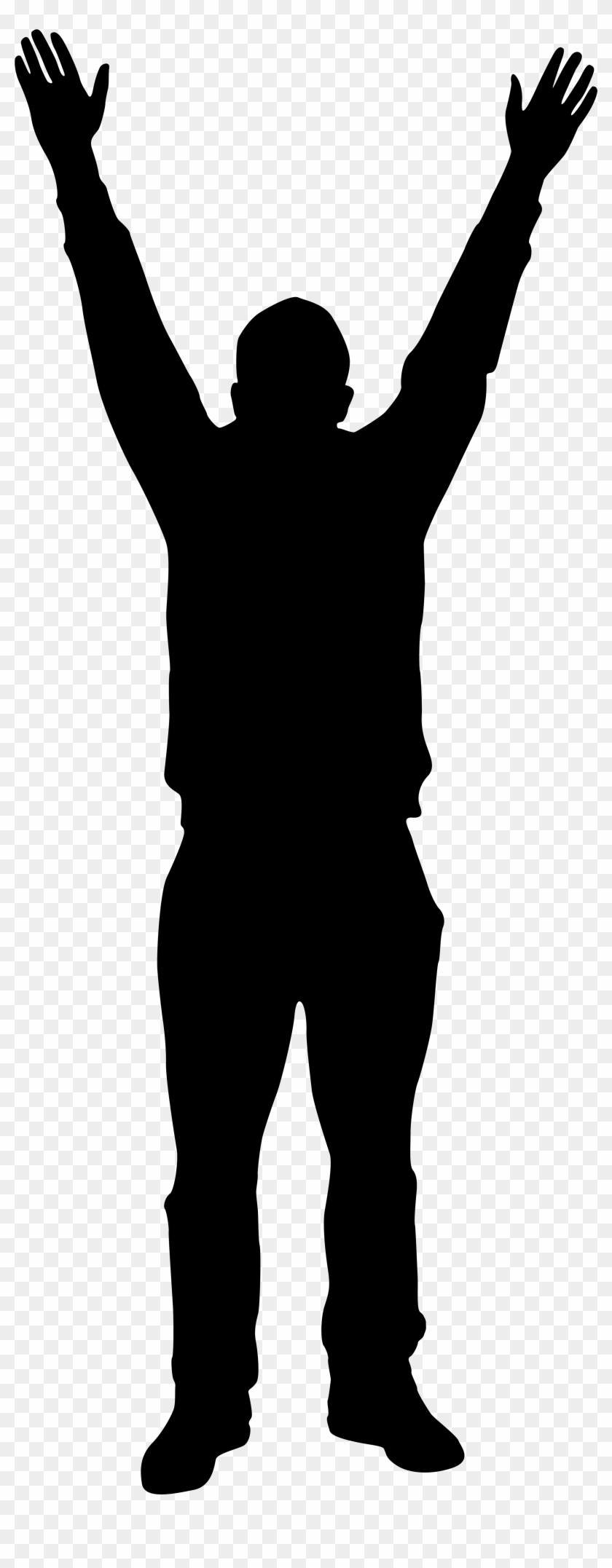 Man With Hands Up Silhouette Png Clip Art Imageu200b - Man Standing Silhouette Png #63974