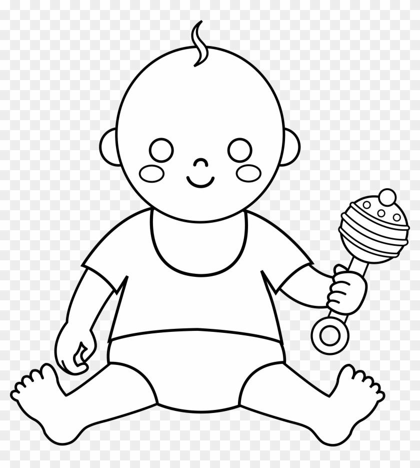 Colorable Baby Design - Kid A Bib Clipart Black And White #64329
