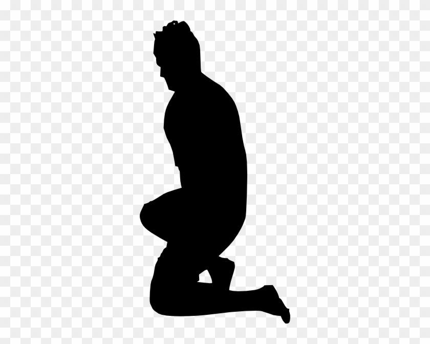 Kneeling Looking Up Clipart - Man Kneeling Silhouette #64483