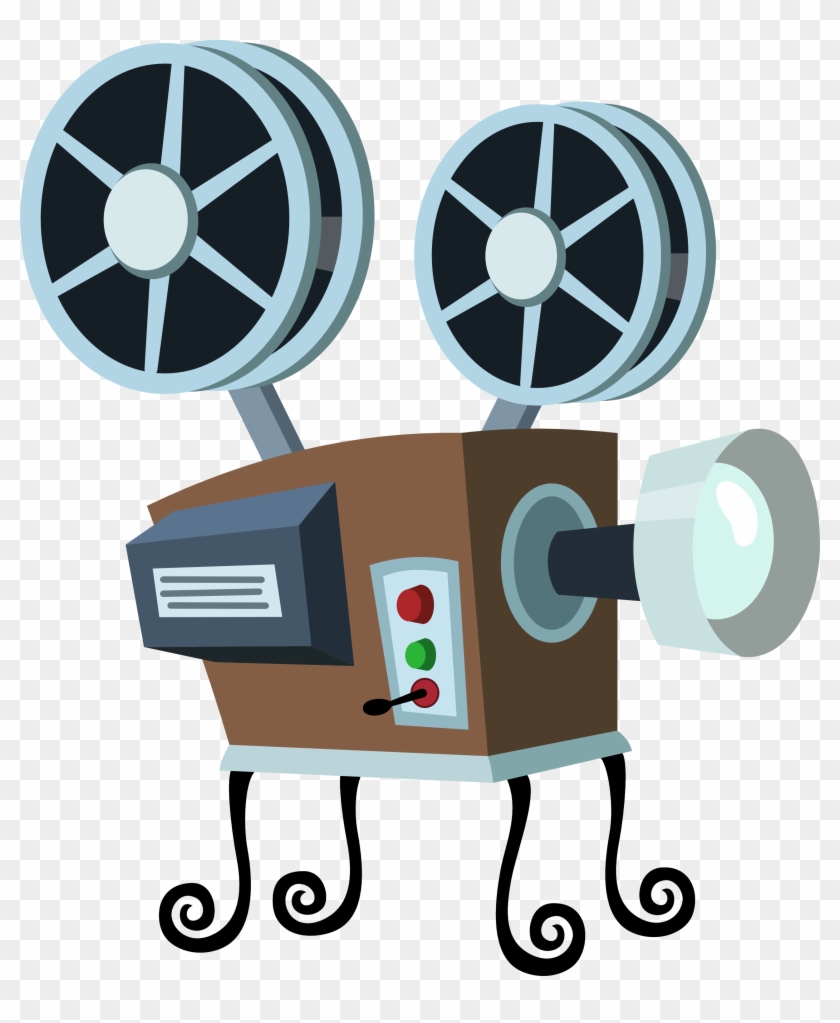 See Here Movie Clipart Black And White Images Download - Movie Projector Cartoon Png #64528