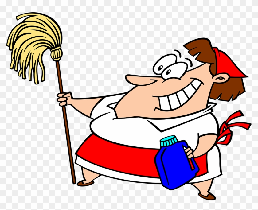 Cartoon Cleaning Comic Characters Lady Maid Mop - Cleaning Clip Art #65496