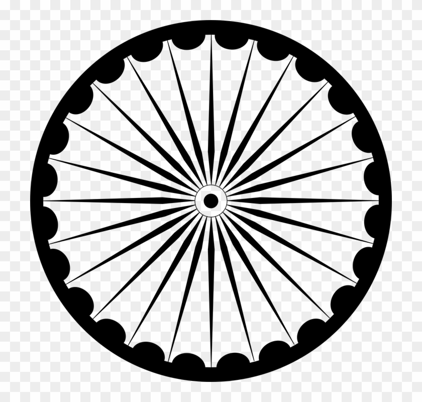 Wheel Spokes Asoka Chakra Flag India India - Ashok Chakra Black & White #65498