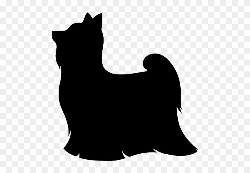 Small Dog Clipart - Long Hair Yorkie Silhouette #65602