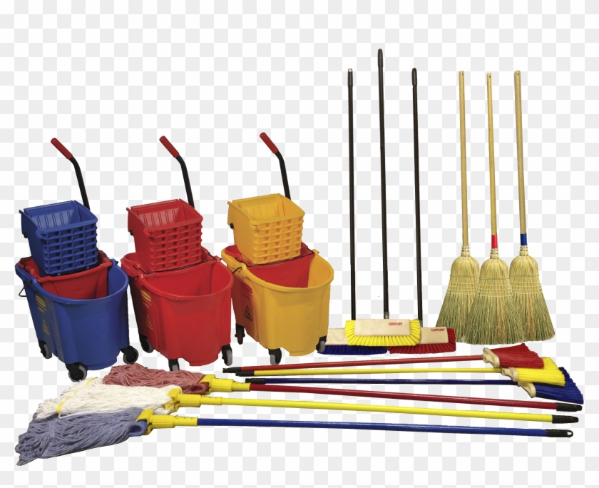 Cleaning Supplies Clip Art - Brooms And Mops Png #65627