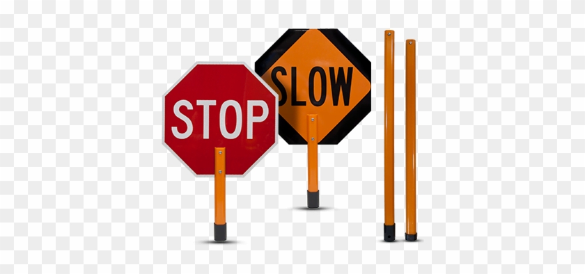 Stop / Slow Rigid Sign With Handle & Staff - Weird Florida News #66282