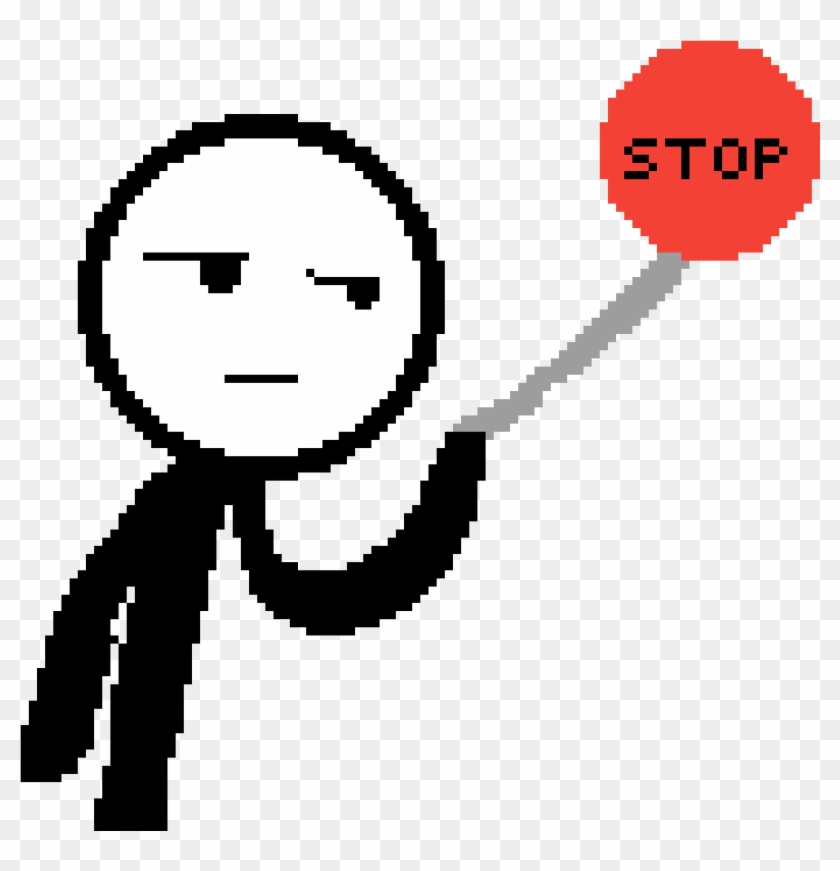 Stickman Holding Up A Stop Sign - Stop Sign #66405