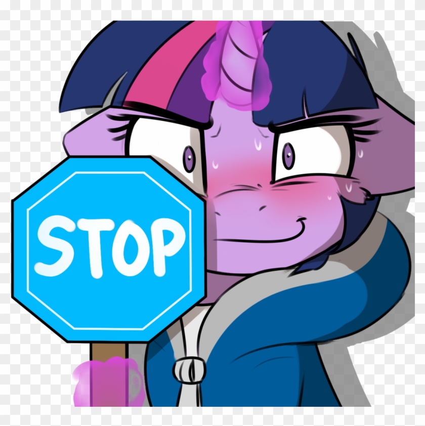 Captainpudgemuffin, Blushing, Clothes, Edit, Floppy - Twilight Sparkle Stop Sign #66476