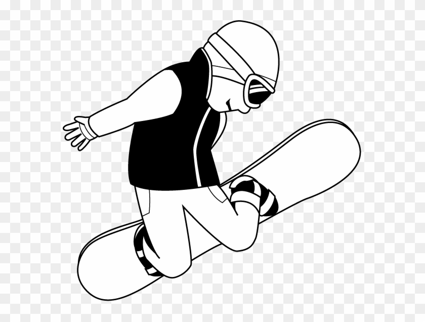Snowboard Clipart - Snowboard Black And White #386590