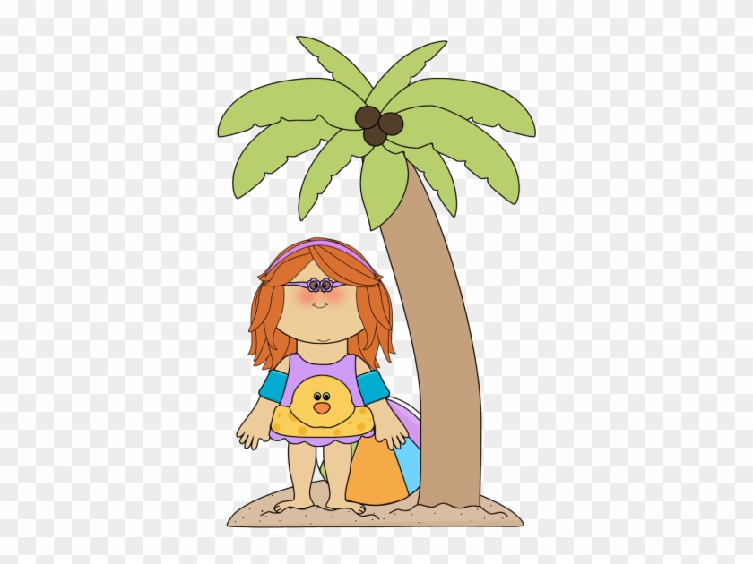 Palm Tree Clipart Summer - Girl Is Under The Tree #386625