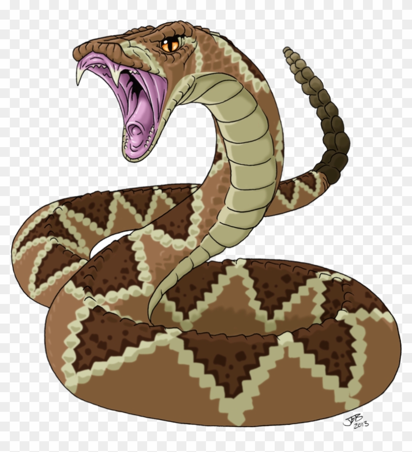 Drawn Snake Snake Strike - Western Diamondback Rattlesnake Drawing #386626