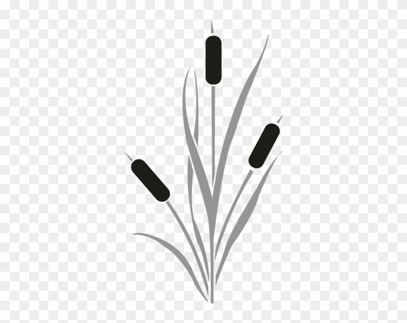 Cattails Silhouette Clip Art - Cat Tails Black And White #386676