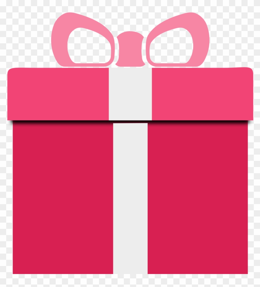 Free Simple Pink Present Clip Art - Gift Box Vector Png #386834