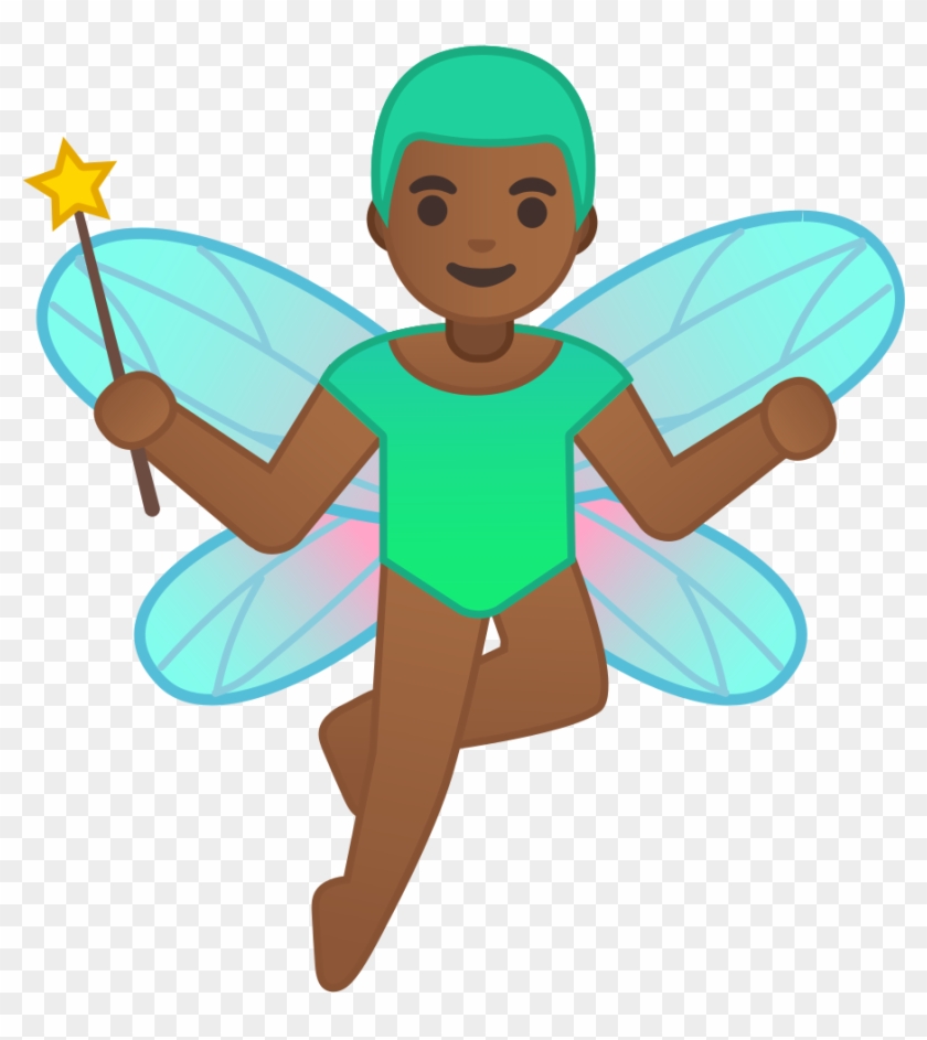 Man Fairy Medium Dark Skin Tone Icon - Fairy Icon #387106