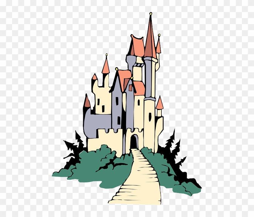 Fairytale Castle, Royal, Path, Towers, Fairytale - Castle On Hill Cartoon #387169