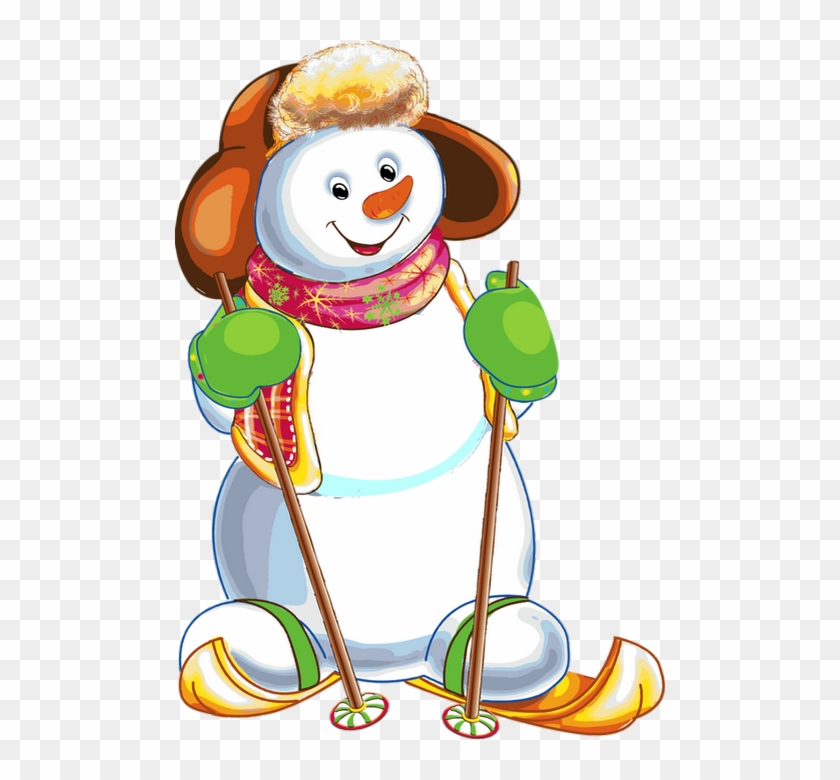 Dessin Bonhomme De Neige En Ski Clipart #387333