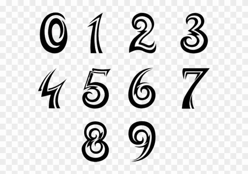 Numbers Font Tattoo Design - Cool Number Fonts - Free Transparent PNG  Clipart Images Download