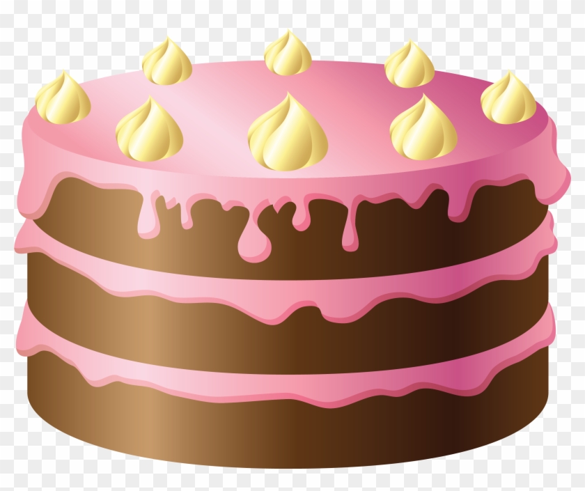 Chocolate Cake With Pink And Yellow Cream Png Clipartu200b - Cake Images Clip Art #388269