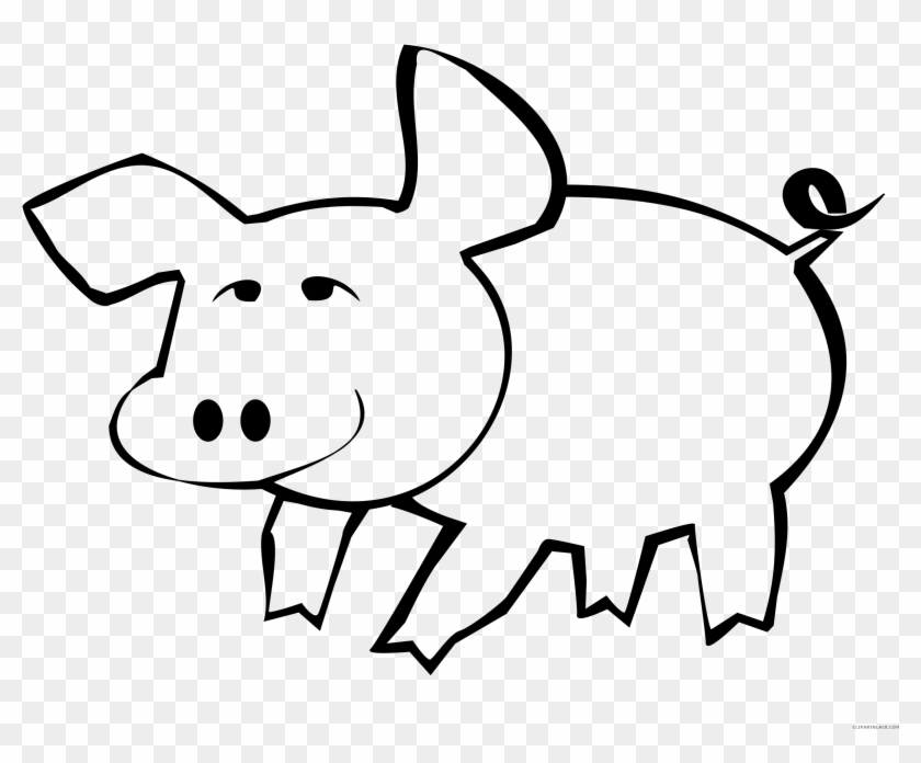 Pig Outline Animal Free Black White Clipart Images - Clip Art #388348