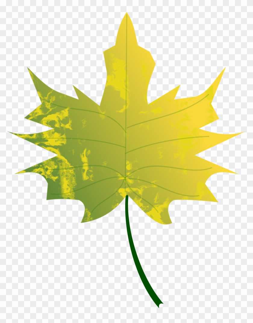 Falling Leaves Clipart 26, - Green And Yellow Leaf #388436