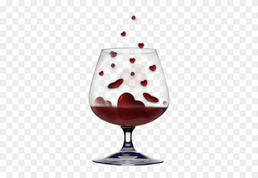 Verre De Vin Rouge Et Petits Coeurs - Love #388620