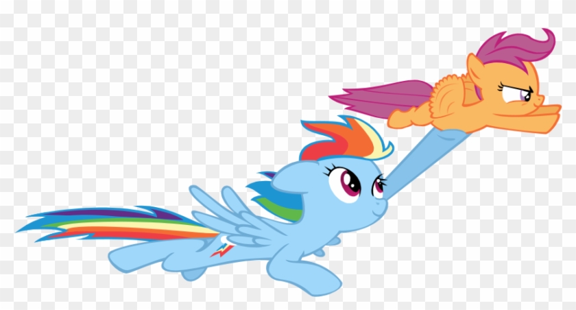 Rainbow Dash Flying Png Free Download - Rainbow Dash And Scootaloo Flying #388653