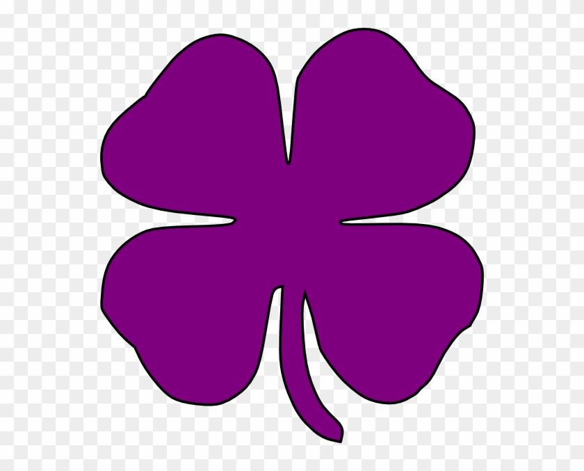 Purple Shamrock Clip Art At Clker - Four Leaf Clover Silhouette #388862