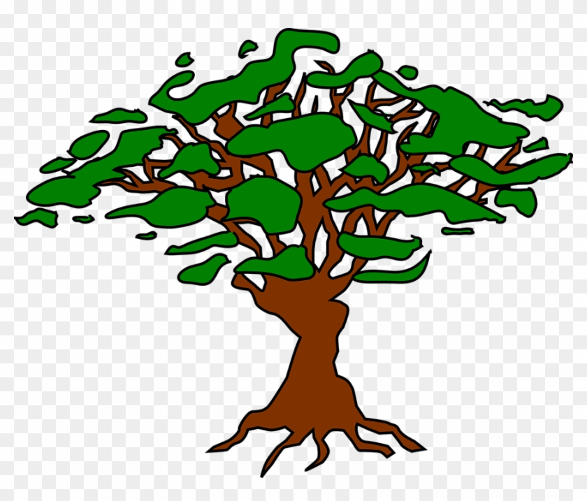 Tree Graphic 6, Buy Clip Art - Tree With Roots And Flowers #388868