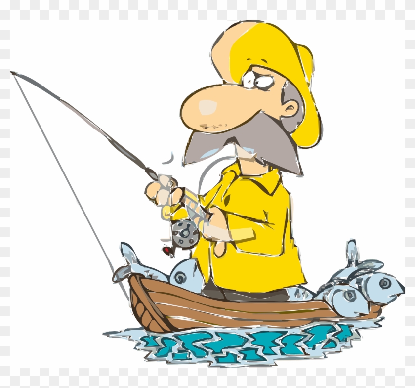 Medium Image - Fisherman In Boat Cartoon #388879