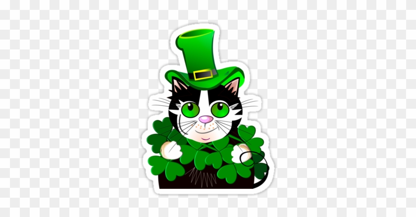 Feline Clipart St Patricks Day Pencil And In Color - St Patrick's Day Cat Clip Art #389361