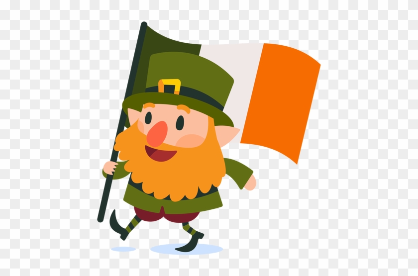 Leprechaun Carrying Irish Flag Cartoon Transparent - St Patrick Leprechaun #389419
