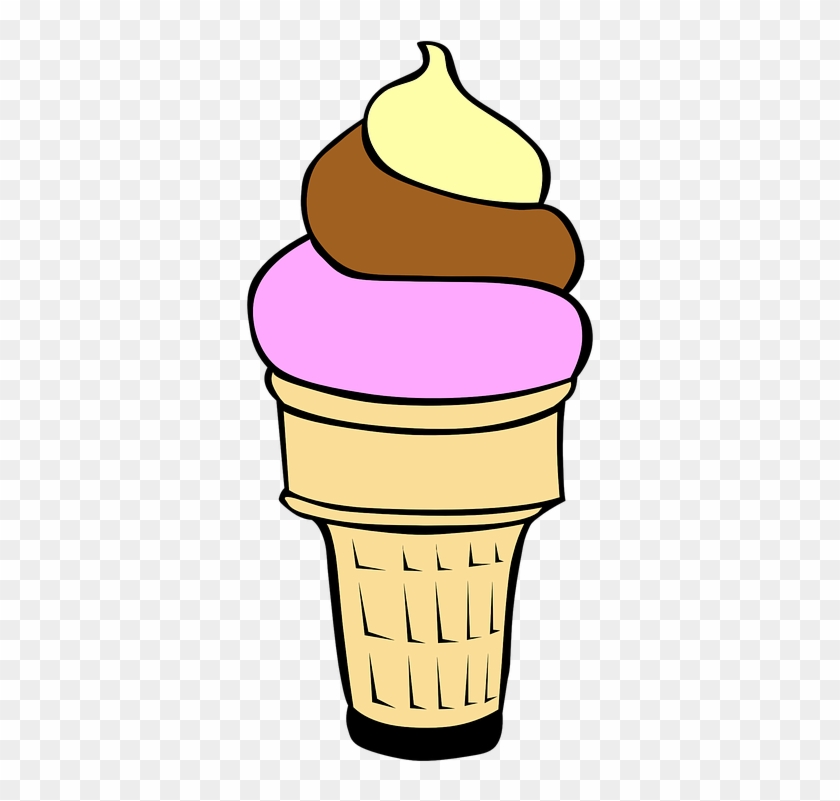 Vanilla Clipart Helado - Neapolitan Ice Cream Cone #389435