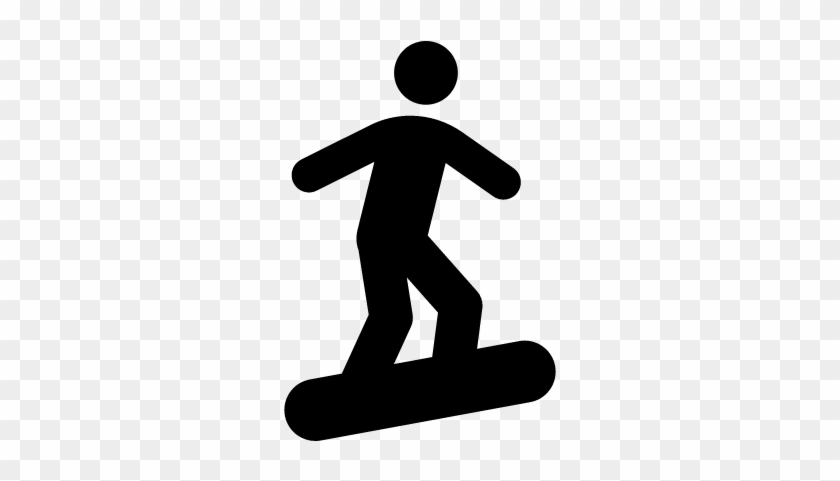 Stick Figure On Snowboard Vector - Stick Figure On Snowboard #389485