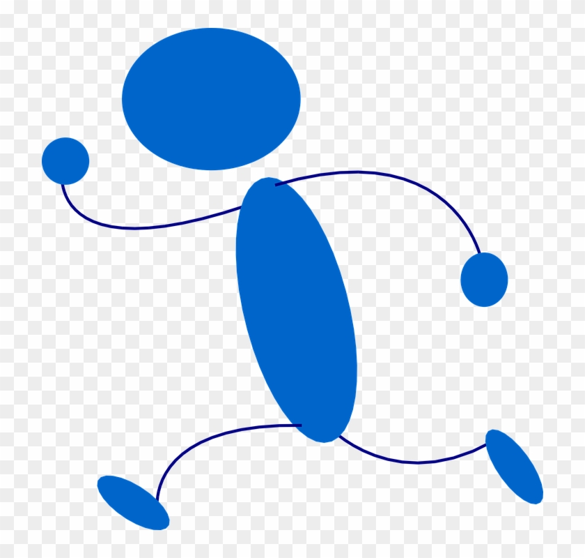 Stick Figure, Stickman, Runner, Human, Running, Blue - Running Clip Art #389490