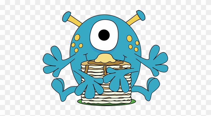Monster Eating Pancakes Clip Art - Monster Clipart #389504