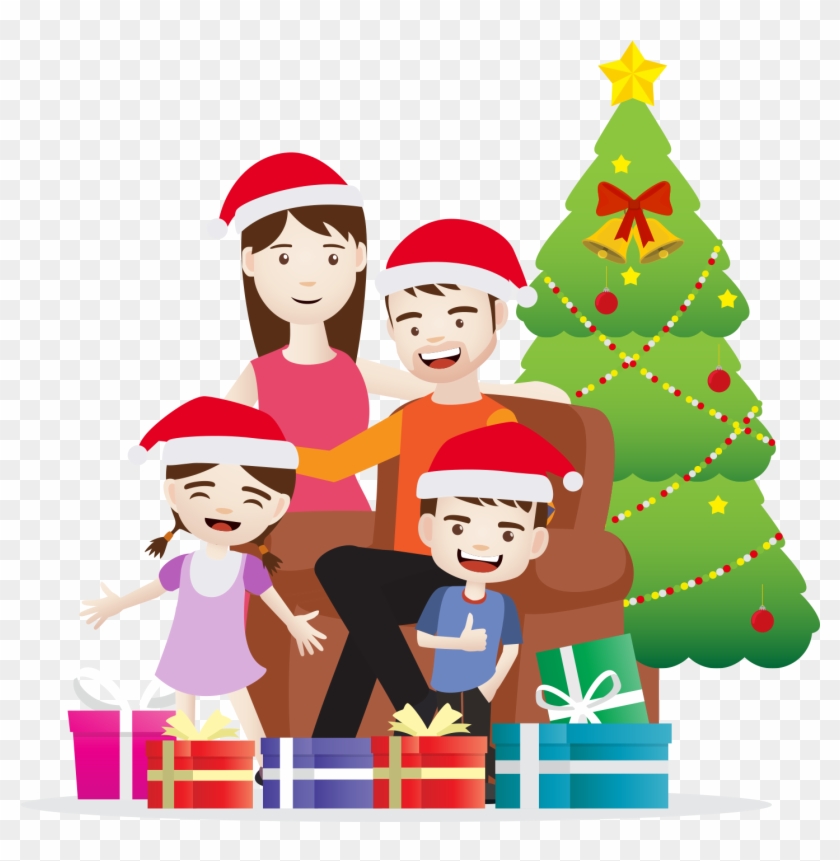 圣诞家庭插画 - Familia Feliz En Navidad Png #389519