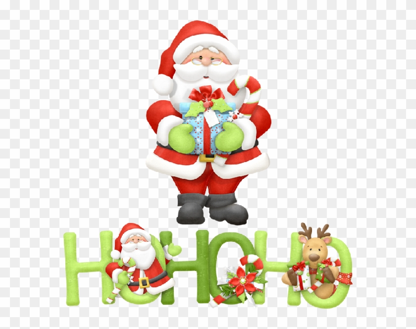 Santa Claus With Xmas Presents - Ho Ho Ho Copy Round Ornament #389543