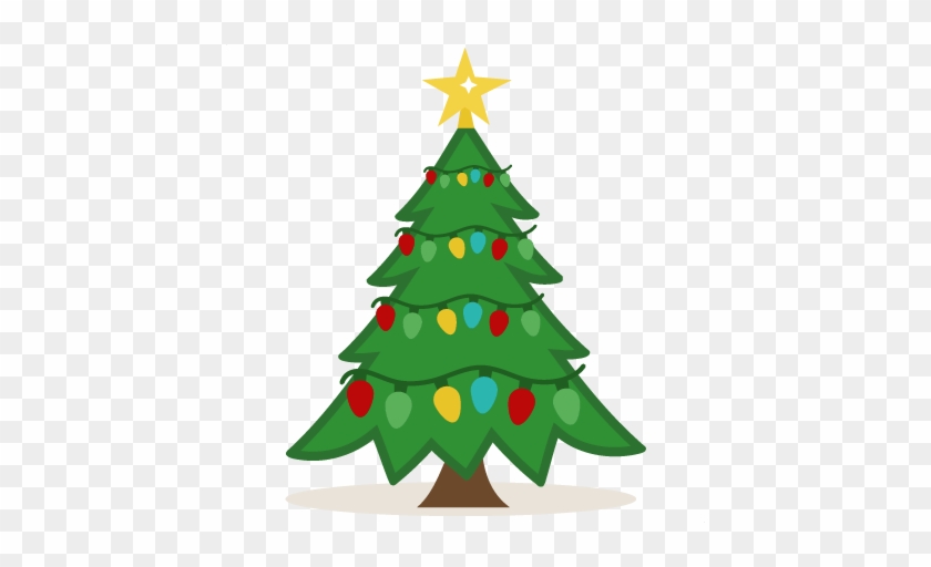Christmas Tree Scrapbook Cut File Cute Clipart Files - Christmas Tree With Lights Clipart #389554